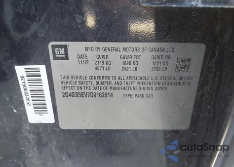 2013 Buick Regal Turbo - Premium 1 из США, поврежденный, VIN 2G4GS5EV7D9162614